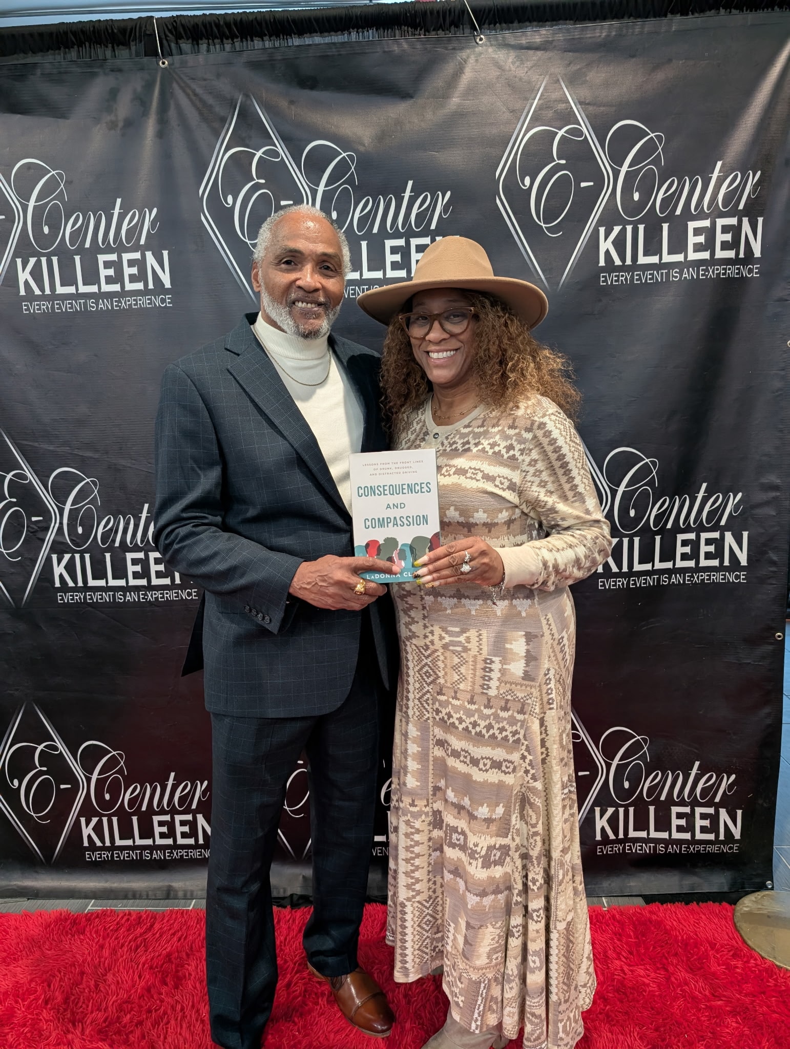 LaDonna Claude and guest at E-Center Killeen holding Consequences and Compassion