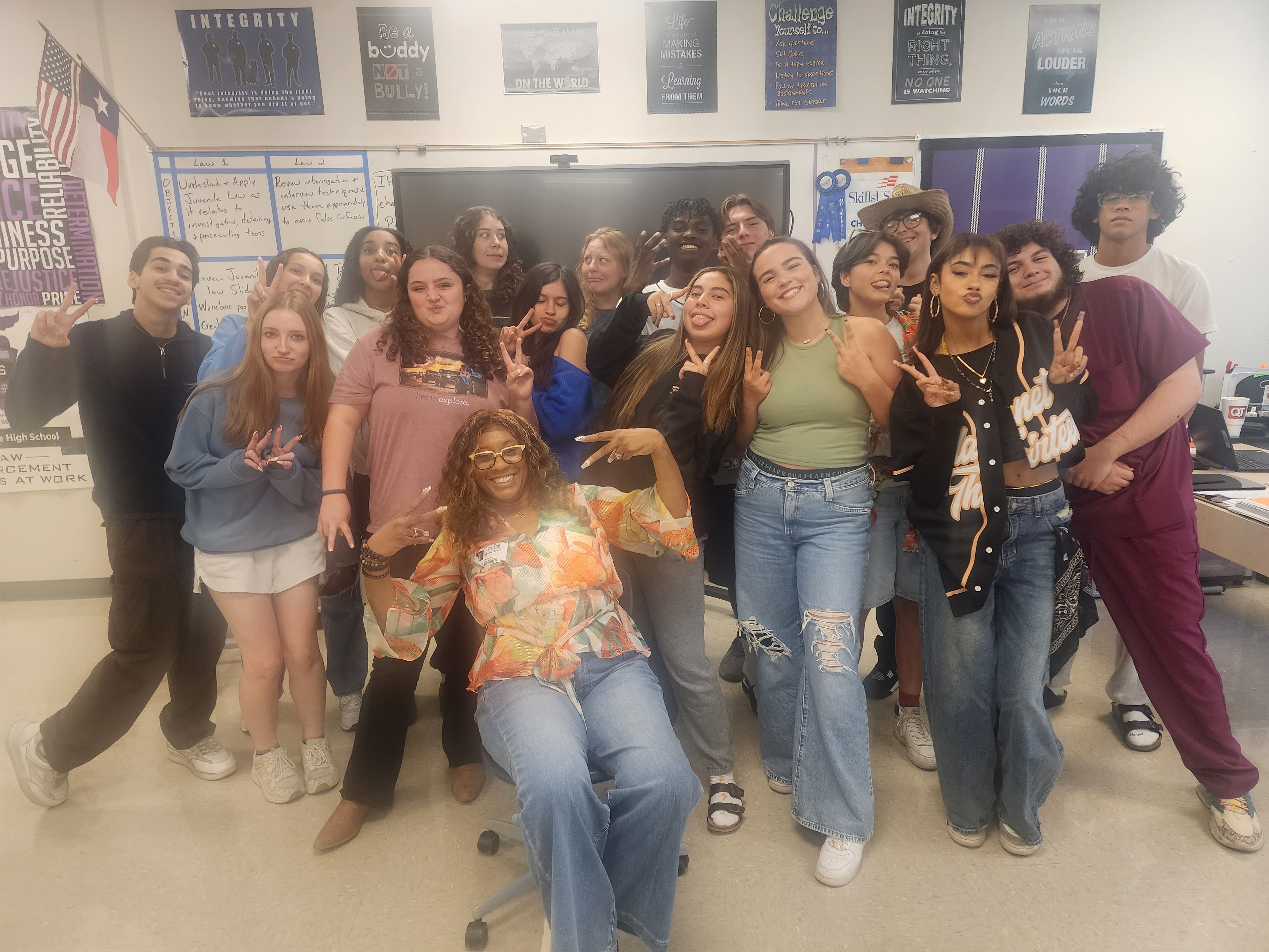 LaDonna Claude with teen students in classroom